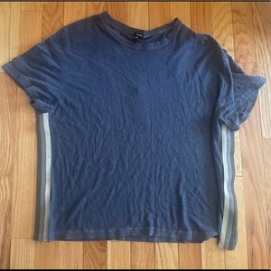 Monrow tshirt, vintage black w/ neutral stripes down the side. NWT size Large